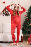 Röd mönstrad huva familj pyjamas set