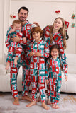 Röd och grön färgblock jul huva familj pyjamas set