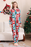 Röd och grön färgblock jul huva familj pyjamas set