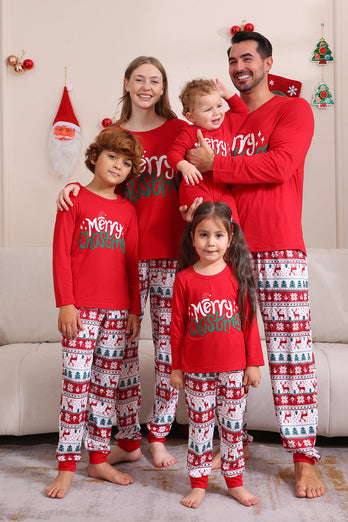 Röd Jul Familj Matchande Pyjamas Set