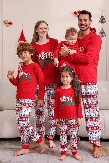 Röd Jul Familj Matchande Pyjamas Set