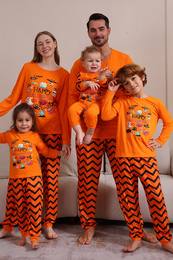 Orange Halloween Familj Matchande Pyjamas Set