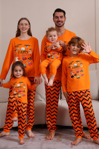 Orange Halloween Familj Matchande Pyjamas Set