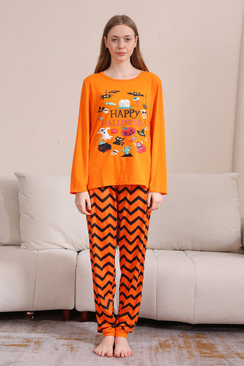 Orange Halloween Familj Matchande Pyjamas Set