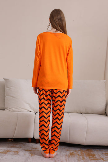 Orange Halloween Familj Matchande Pyjamas Set