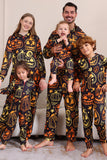 Svart Tryck Halloween Familj Matchande Pyjamas Set