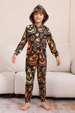 Svart Tryck Halloween Familj Matchande Pyjamas Set