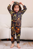 Svart Tryck Halloween Familj Matchande Pyjamas Set