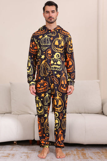 Svart Tryck Halloween Familj Matchande Pyjamas Set