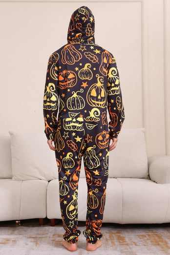 Svart Tryck Halloween Familj Matchande Pyjamas Set