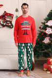 Röd Tryck Jul Familj Matchande Pyjamas Set