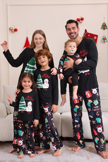 Svart God Jul Familj Pyjamas Set