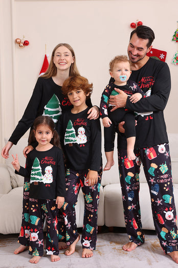 Svart God Jul Familj Pyjamas Set