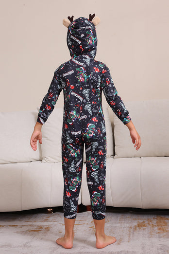 Christmas Navy Family Matchande Pyjamas med huva