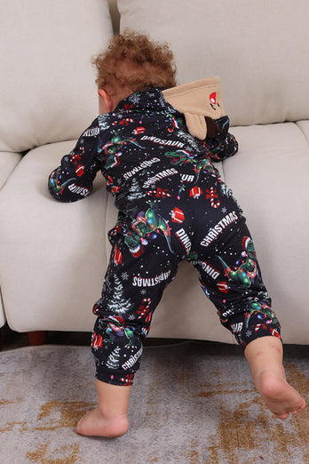 Christmas Navy Family Matchande Pyjamas med huva