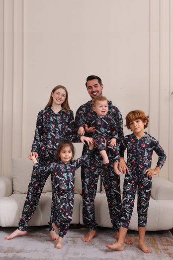 Christmas Navy Family Matchande Pyjamas med huva