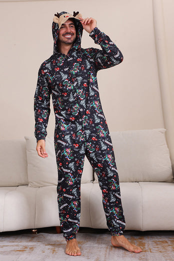 Christmas Navy Family Matchande Pyjamas med huva