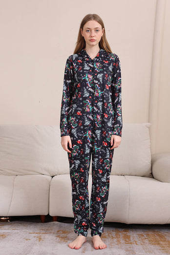 Christmas Navy Family Matchande Pyjamas med huva