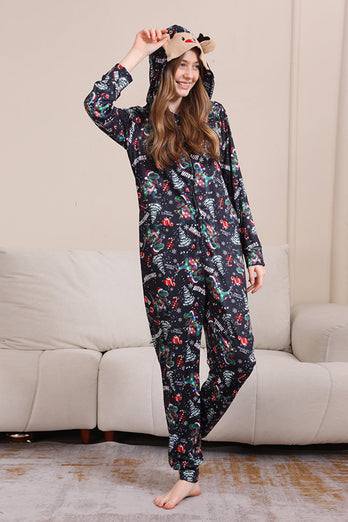 Christmas Navy Family Matchande Pyjamas med huva