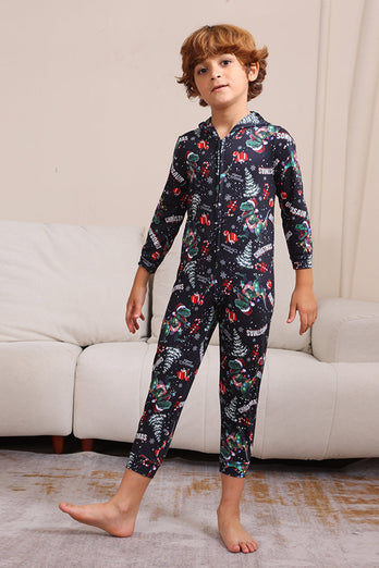 Christmas Navy Family Matchande Pyjamas med huva