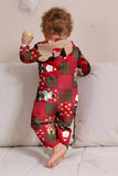 Vinröd Pläd Huva Snögubbe Jul Familj Pyjamas