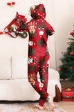 Vinröd Pläd Huva Snögubbe Jul Familj Pyjamas