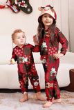 Vinröd Pläd Huva Snögubbe Jul Familj Pyjamas