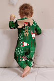 Grön snöflinga pläd familjepyjamas med renhuva