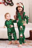 Grön snöflinga pläd familjepyjamas med renhuva