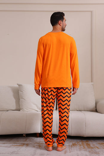 Orange randig Halloween familj pyjamas