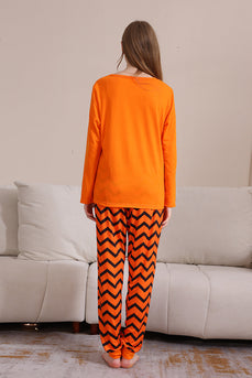 Orange randig Halloween familj pyjamas