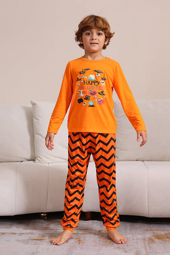 Orange randig Halloween familj pyjamas