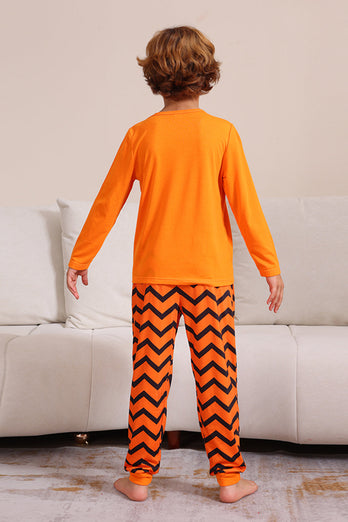 Orange randig Halloween familj pyjamas