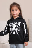 Svart Skelett Hooded Halloween Familj Tröjor