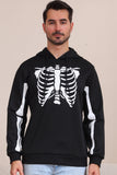 Svart Skelett Hooded Halloween Familj Tröjor