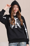 Svart Skelett Hooded Halloween Familj Tröjor