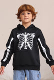 Svart Skelett Hooded Halloween Familj Tröjor