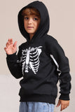 Svart Skelett Hooded Halloween Familj Tröjor