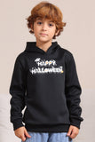Svarta Halloween Text Print Hooded Family Sweatshirts
