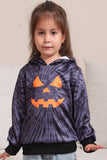 Grå Halloween Pumpa Mönster Familj Kostym Huva Topp
