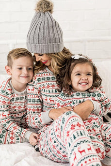 Grå Snöflinga Tryckta Långärmade Jul Pyjamas Sets