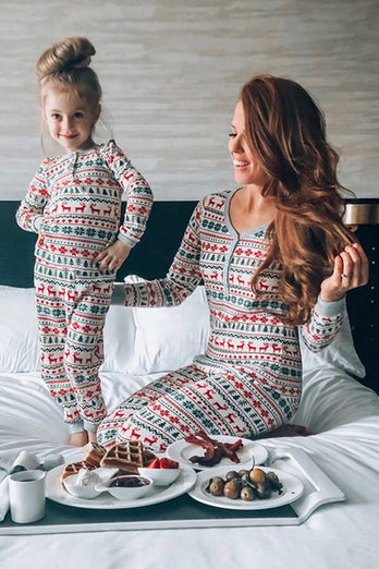 Grå Snöflinga Tryckta Långärmade Jul Pyjamas Sets