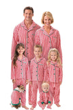 Röda ränder Tryckta Notched Kavajslag Familj Pyjamas Sets