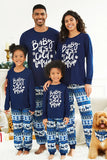 Marinblå Brev Tryckt Jul Familj Pyjamas Sets