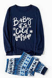 Marinblå Brev Tryckt Jul Familj Pyjamas Sets