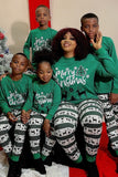 Mörkgrön God Jul Tryckt Familj Pyjamas Sets
