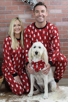 Lös Jul Mjuk Pyjamas Röd Rutig Julgran Tryckt Varm Mode Pyjamas Set