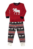 Röd Familj Pyjamas Renar Långärmad Jul Pyjamas Set