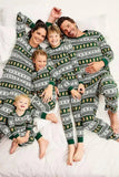 Jul Lös Familj Matchande Grön Snöflinga Pepparkaka Man Mönster Pyjamas Set