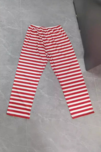 Grön pyjamas med randiga byxor Familj matchande julpyjamas set